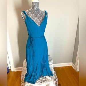 DVF Turquoise Blue Wrap Dress Sz 10